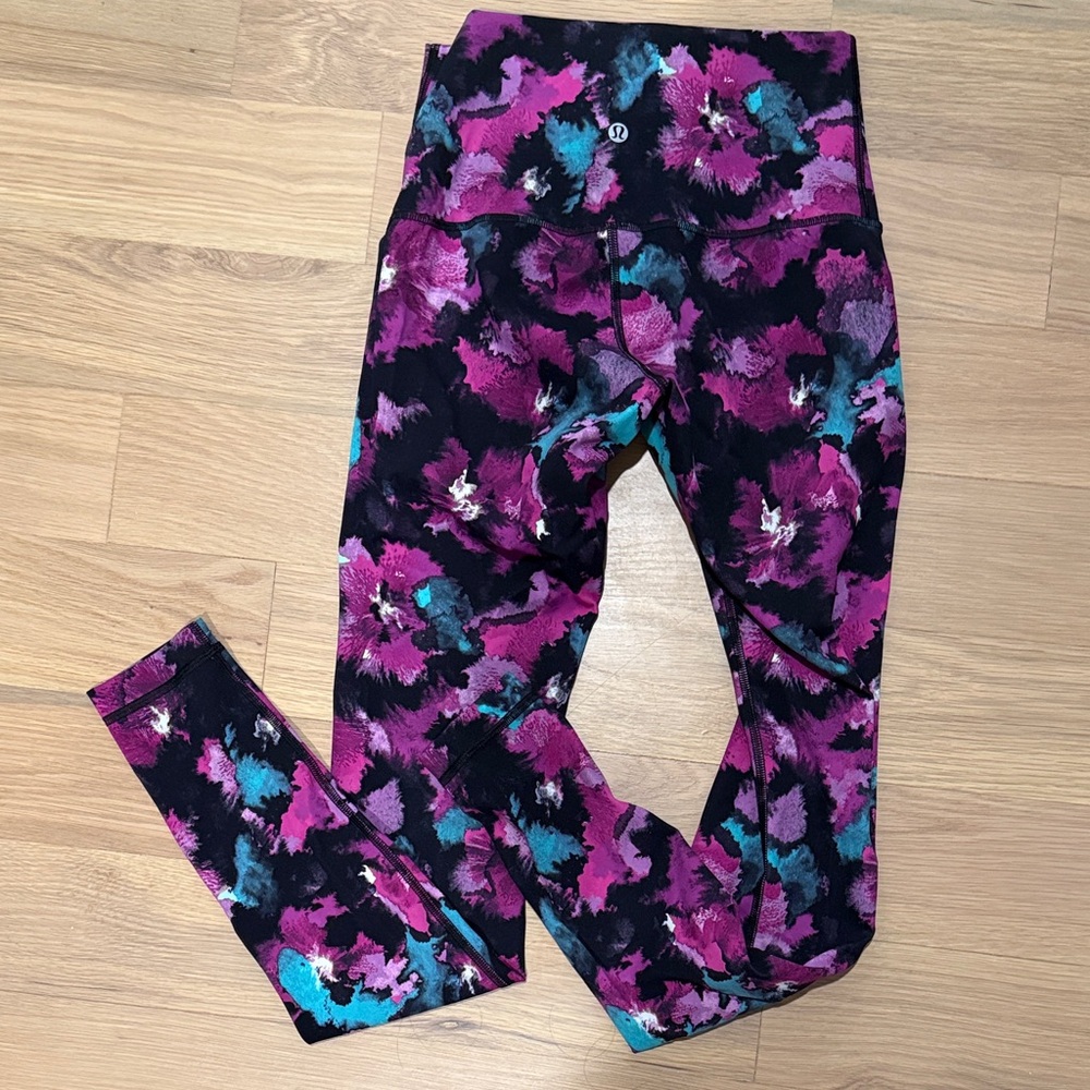 lululemon athletica Purple and Teal Floral Leggings